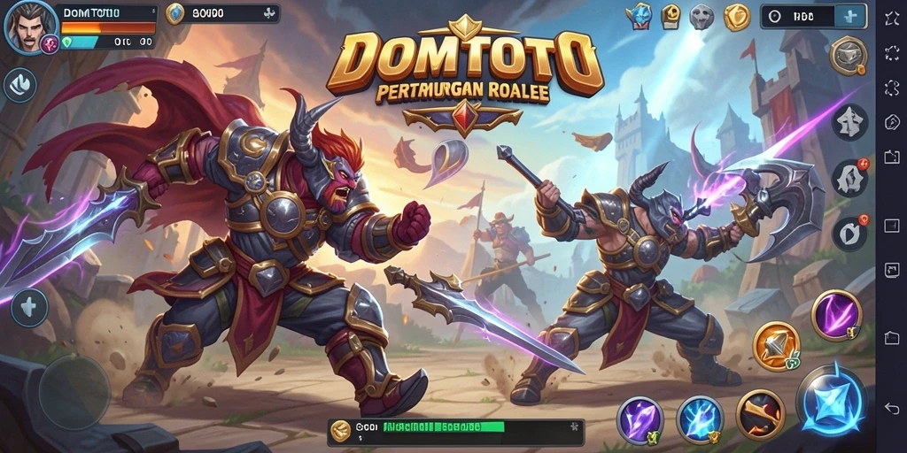 Gameplay seru DOMTOTO menunjukkan aksi pertarungan Battle Royale yang mendebarkan.