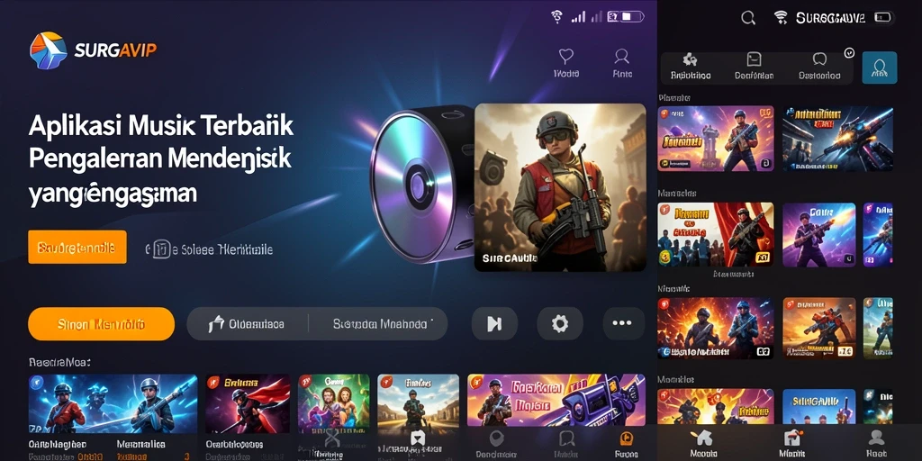 Tampilan menarik dari gameplay <strong>SURGAVIP</strong> dengan koleksi lagu yang melimpah.